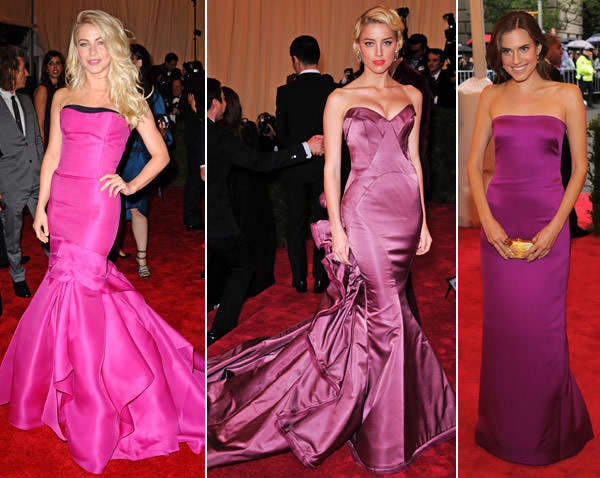 vestidos pinks violetas baile MET 2012