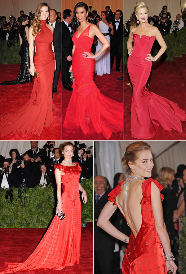 vestidos vermelhos baile MET 2012