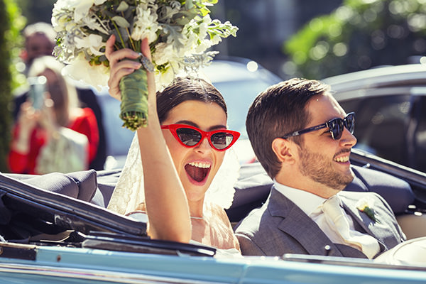 Acessórios para noiva, noiva de óculos escuros, óculos vermelhos