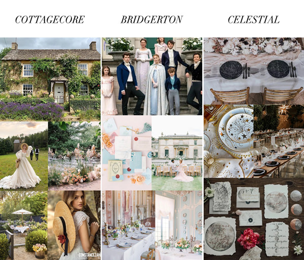 cottagecore, bridgerton, casamento celestial,tendência de decoração de casamento 2022