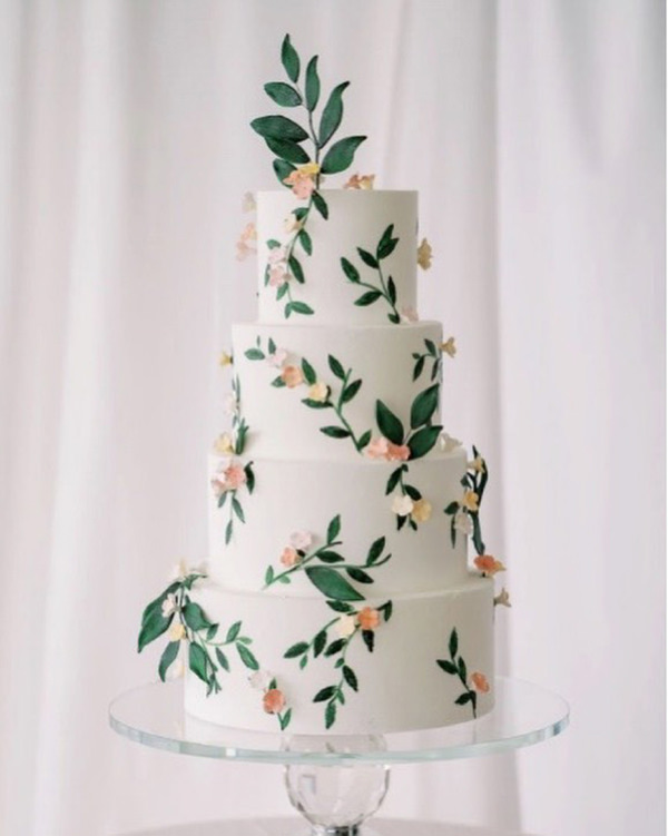 Tendência de bolo de casamento 2022, bolo de casamento, Decoração de bolo de casamento, pintura a mão