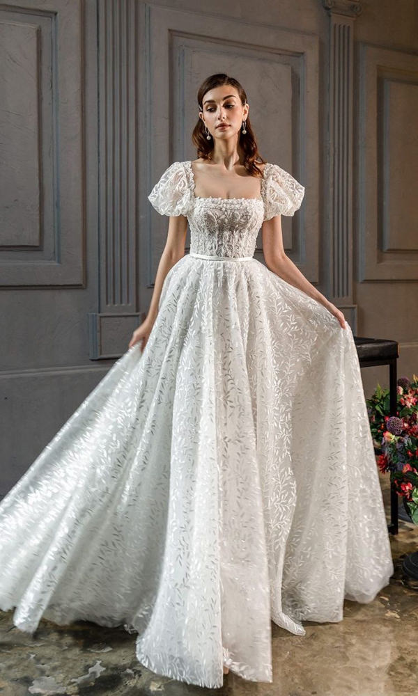 Vestido de noiva 2022, tendência vestido de noiva, bridgerton, manga bufante, decote quadrado