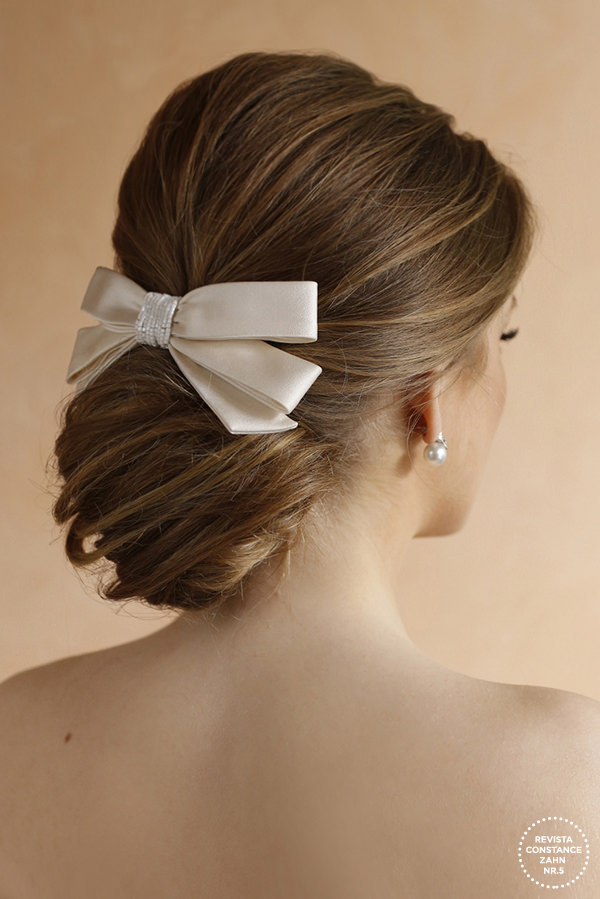 Acessórios para noiva, 7 tendências para usar este ano, penteado de noiva, penteado com laço, coque baixo