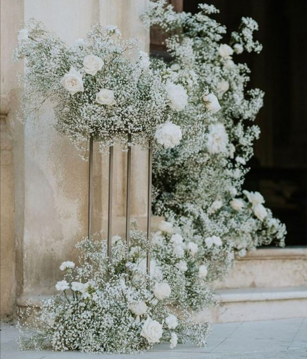 flor mosquitinho, gipsofila, decoração de casamento, decoração de casamento com flor mosquitinho, flor branca, guirlanda