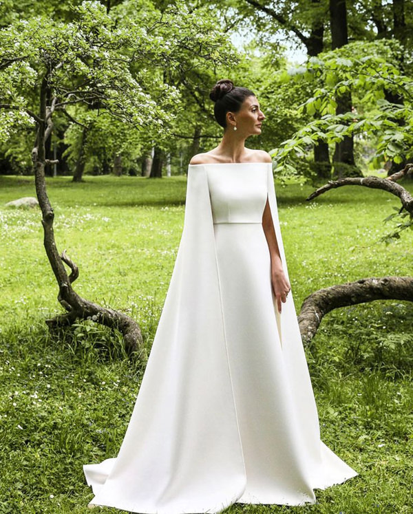 vestido de noiva Valentino, vestido ombro a ombro, vestido de noiva alta costura, vestido de noiva, vestido de noiva com capa, Giovanna Battaglia