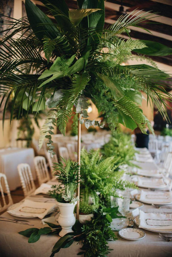 decoração de casamento greenery, decoração de casamento botânica, decoração de casamento com folhagem, decoração de casamento verde, arranjo de centro de mesa, arranjo alto