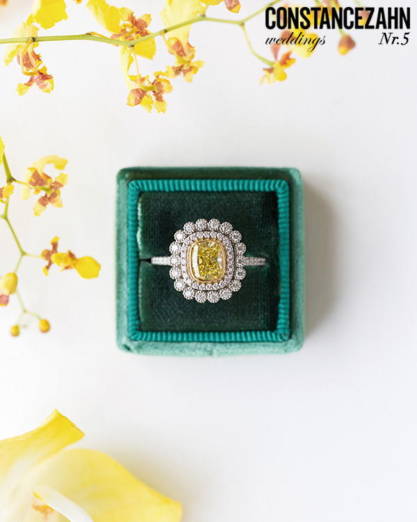anel de noivado, anel na caixa, anel de brilhantes, anel de platina, anel de diamante amarelo, anel de diamantes incolores, anel Tiffany & Co.